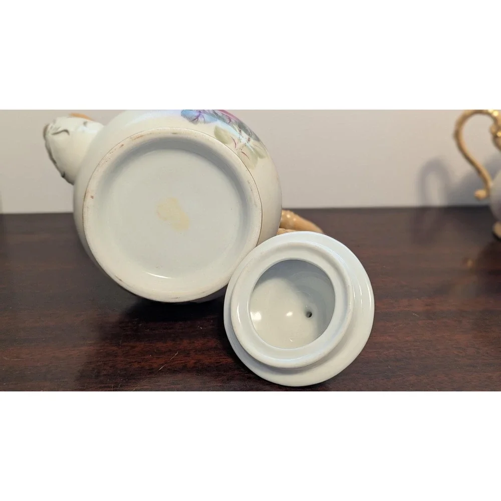 Vintage Rose Porcelain Tea Set Teapot Sugar Bowl Cups Cottagecore Floral Gold